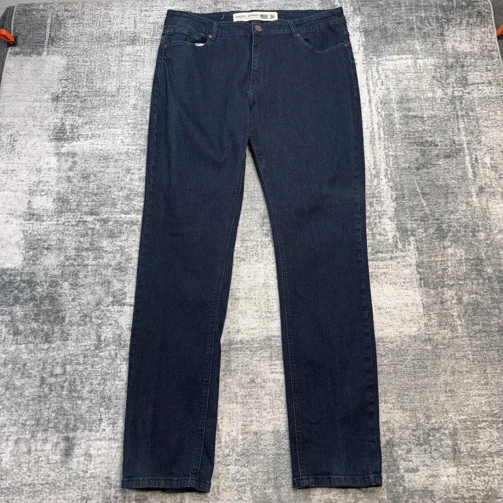 Barbell Apparel Jeans Mens 36x33 Dark Wash Blue Stretch Denim Slim Straight